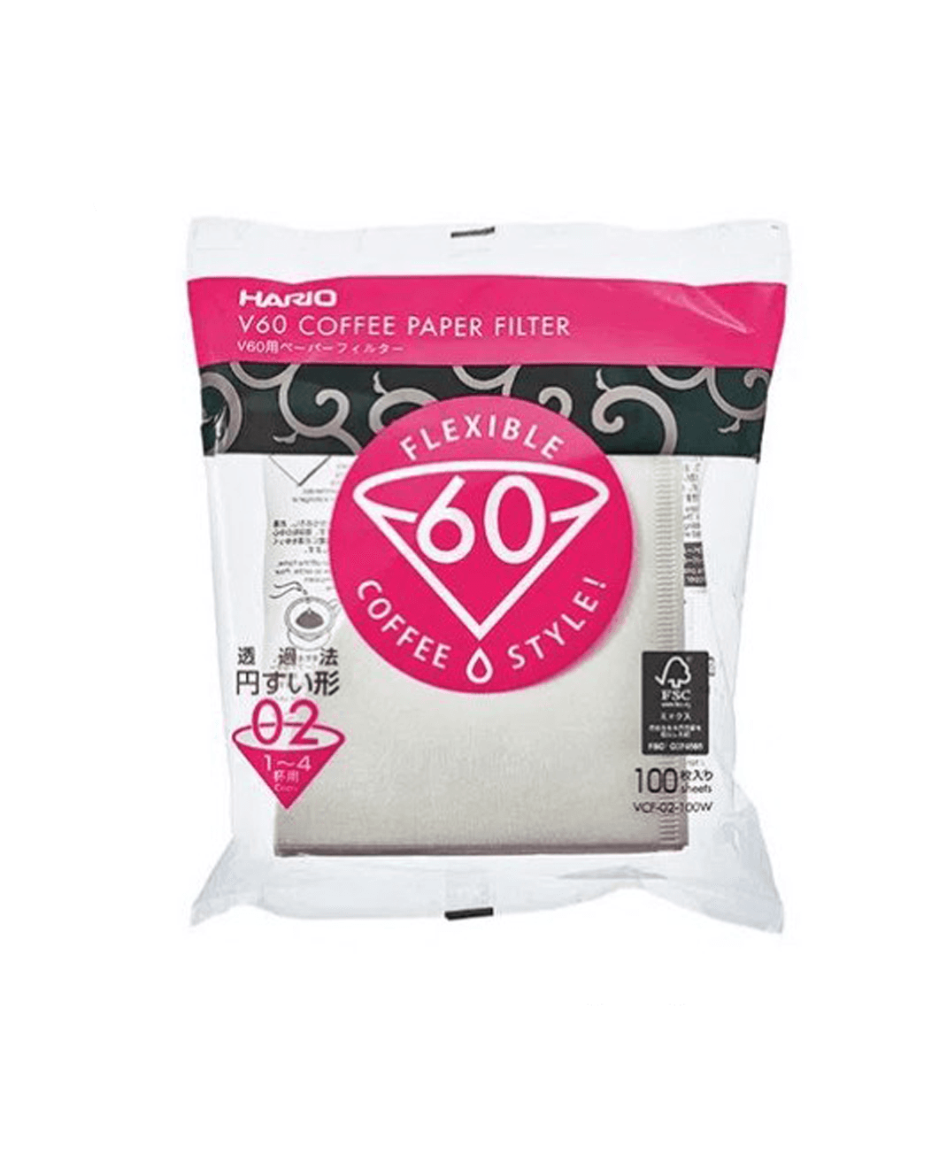 Hario Filtros x 100 en bolsa, blanco 1-4 tazas